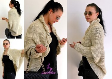 Knitting Pattern - Oversized Leaves Cocoon Cardigan - No.114E