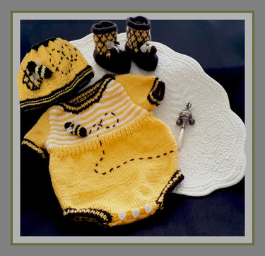 Honey Bee Baby Romper Onesie - Knitting