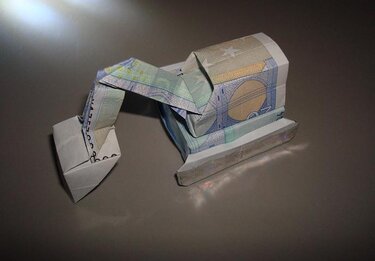 Origami Geldschein Bagger (***) - Basteln
