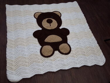 72 Häkelanleitung Babydecke Decke Bär 85x85 cm