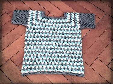 Häkelanleiung Kinder Pulli Kurzarm Raglan Granny (3-12 Jahre) - Häkeln