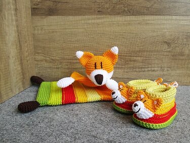 Spar-Set Fuchs - Babybooties und Schmusetuch - 2 Häkelanleitungen