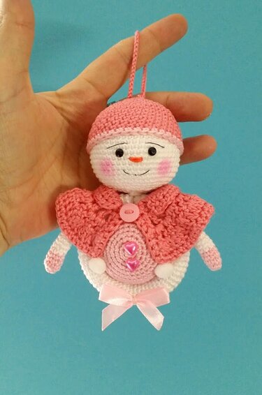 Amigurumi " Schnee Ball Mann " 12 cm Groß - Häkeln