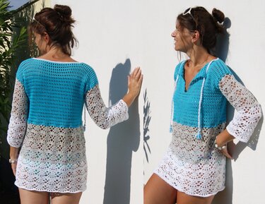 Tunika HAPPINESS (Gr. S/M und L/XL - leicht an alle Größen anzupassen) - Häkeln