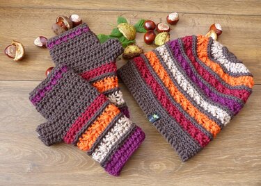 "Erien" tolle Häkelmütze mit passenden Stulpen - Häkeln