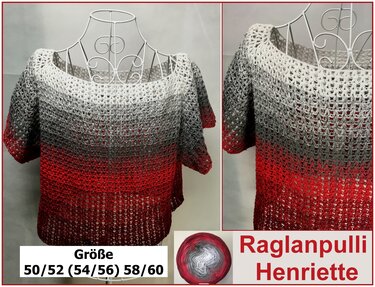 Raglanpulli Henriette in großen Größen - Häkeln