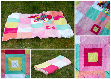 H&auml;kelanleitung f&uuml;r Babydecke f&uuml;r Anf&auml;nger aus Granny Squares - Häkeln
