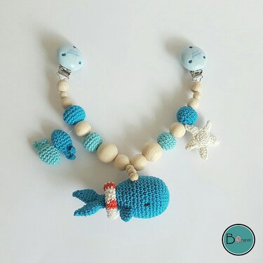 Kinderwagenkette Wal mit Rettungsring Fischen und Seestern, H&auml;kelanleitung - Häkeln