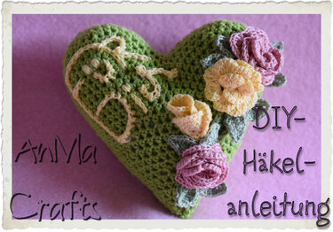 Herz mit Blümchen "Für Dich" - Häkeln