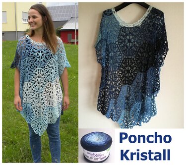Poncho "KRISTALL" mit 2 Bobbels Woolly Hugs häkeln