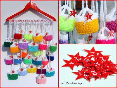 Häkelanleitung: Bunter Weihnachtskalender