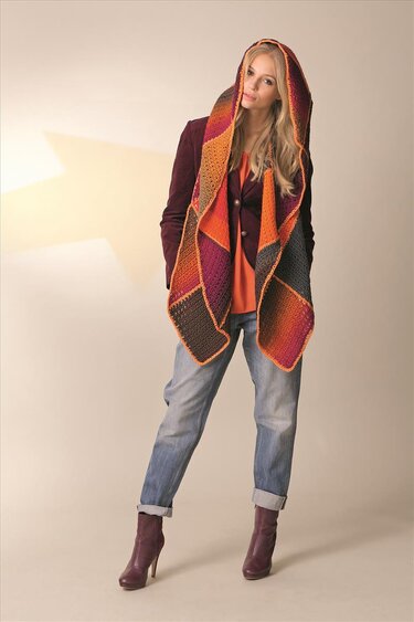 Gehäkelter Kapuzenschal im Patchwork-Stil - Stricken