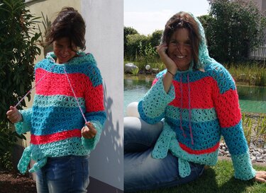 Kapuzen-Pulli BLÜTENMEER (Gr. S-XL, leicht an alle Größen anzupassen) - Bild 4