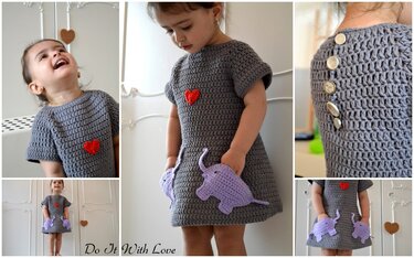 E-Book Häkelanleitung Mädchen Kleid Verliebte Elefanten