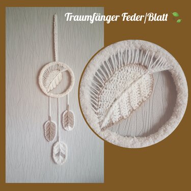 Traumfänger Feder/Blatt - Häkeln