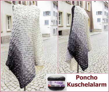 Poncho "KUSCHEL-ALARM" mit 2 Bobbel-Merino von Woolly Hugs stricken