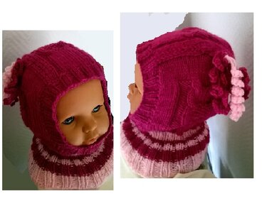 Kleinkinder Schalmütze, Eulenschlupfmütze, in 2 Größen, 42-50 cm