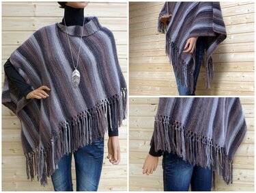 Knitting Pattern: Trendy poncho with fringes