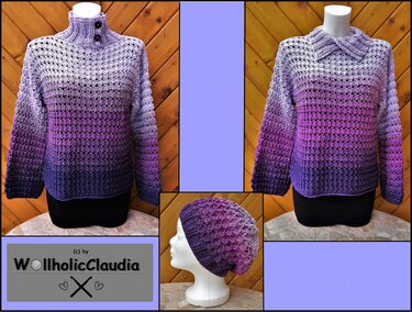 Häkelanleitung - Set - Pullover " Genau meine Kragenweite" + Mütze