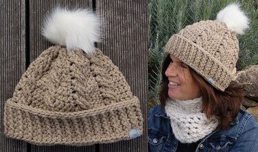 Häkelanleitung Mütze mit Zopfmuster