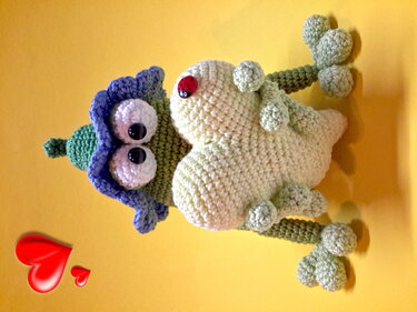 Häkelanleitung Fröschlein Valentin mit Herz in 2 Varianten - Häkeln