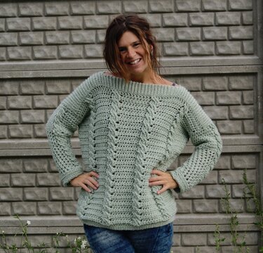 Häkel-Pulli Zopfmuster (Gr. S/M und L/XL - leicht an alle Größen anzupassen) - Häkeln