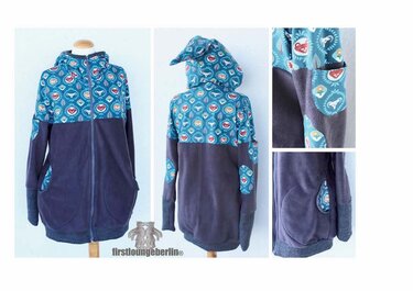 Zipstar Sweatjacke mit Reißverschluss *** eBook/PDF in 7 Doppelgrößen XS-XXXL mit ausführlicher VIDEO-Nähanleitung - DIY Design von firstloungeberlin