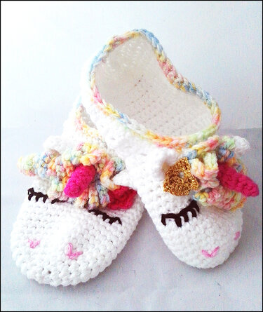 Einhorn-Puschen (Größe 40/41) häkeln