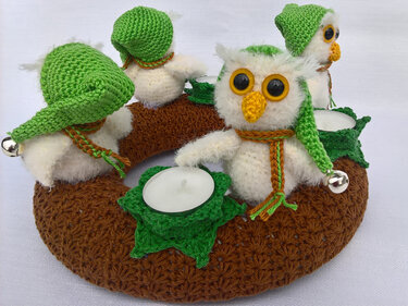 Häkelanleitung Adventskranz Eulen