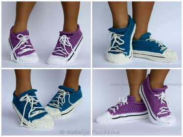 Quick and Easy knitting pattern - shoes "Sport" Size UK: 3.5-5,  Size US: 6-7.