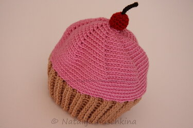  Cupcake Hat with a Cherry Crochet Pattern