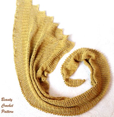 Asymmetrical Shawl "Golden Dragon" - Crochet