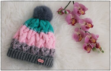 Strickanleitung Mütze mit Zopfmuster ++Rapunzel++ Größentabelle, alle Größen