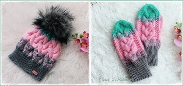 Strickanleitung Set ++ Diva ++ Mütze und Fäustlinge, alle Größen