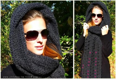 Häkelanleitung für Kombi-Schal / Kapuzenschal | Scoodie AutumnFlowers