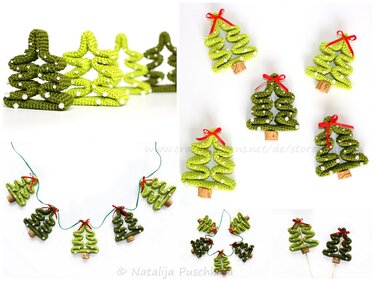 Tannenbäume mit vielen Verwendungsmöglichkeiten - Häkelanleitung für Anfänger