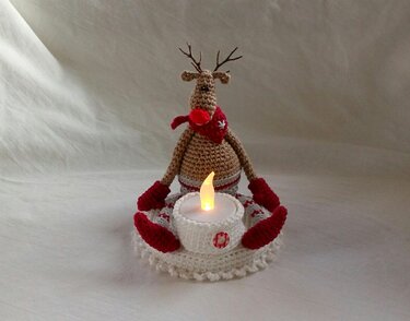 Häkelanleitung Teelichthalter Herbert das Rentier