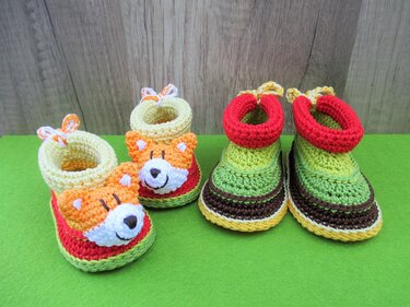 Häkelanleitung Baby-Booties / Babyschühchen Fuchs - 4 Größen