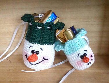 Häkelanleitung Adventskalender Schneemann / 2 verschiedene Größen für die Beutel