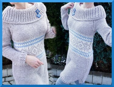 Kleid stricken - Longpullover - Strickanleitung - Gr. 36/38