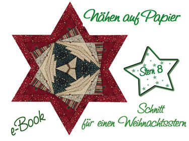 Stern 8 - Nähen auf Papier - Paper Piecing