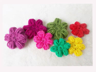 Häkelanleitung für Häkelblume, Häkelblüte, Pufferblume, von winzig bis groß