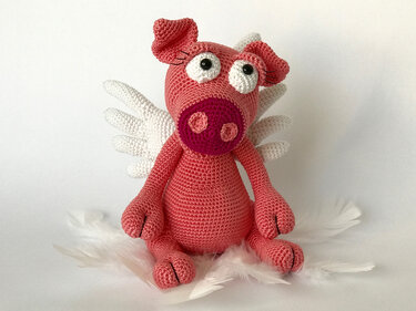 Schweinchen Rosalie das Engelchen und Glücksbringer, Häkelanleitung