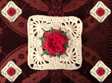 s&uuml;&szlig;es Granny mit Rose - Häkeln