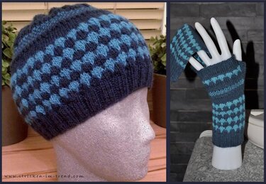 Strickanleitung für Haube und Handstulpen | Haube#Stulpen# "Alpaca-Bubbles" | Spar-Set *2 in1*