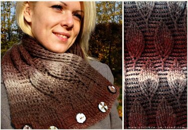Crochet Pattern for Cowl with Leaf Stitch | Neckwarmer #2
