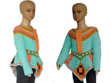 Häkelanleitung Hippie Tunika/Blusenkleid 110/116