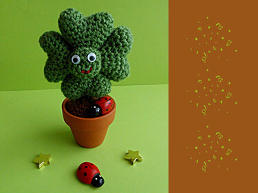 Häkelanleitung - Glücksklee im Töpfchen