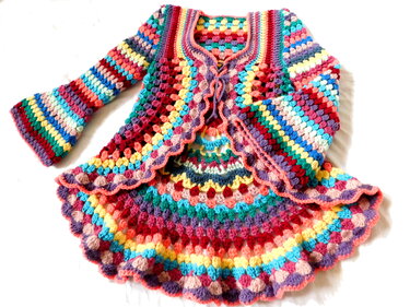 Häkelanleitung Kreisjacke Lotta in Größe 86/92 bis 158/164