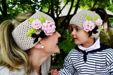 Häkelanleitung Mutter Tochter Stirnband "Rosen"